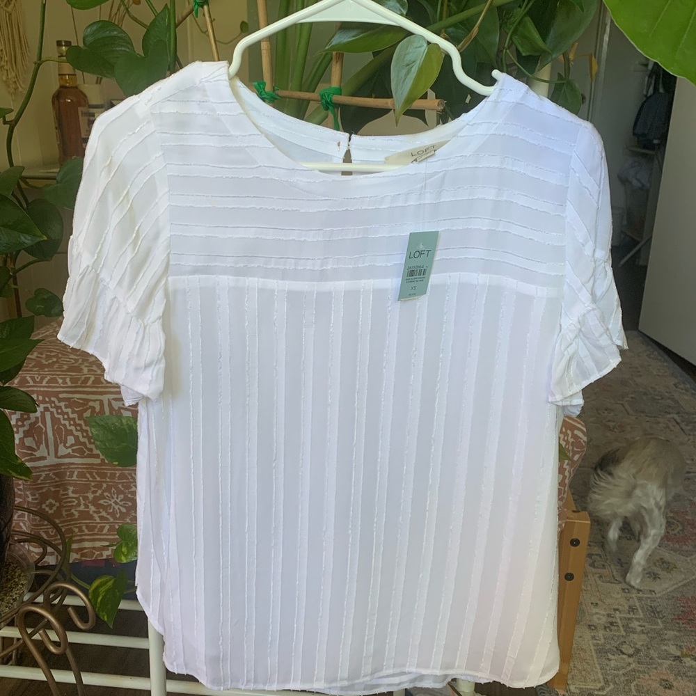 Loft white flowy blouse